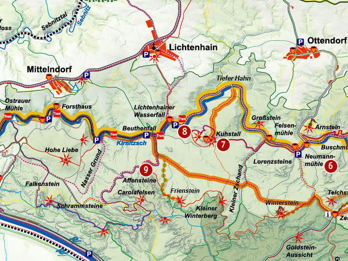 Karte vom Lichtenhainer Wasserfall